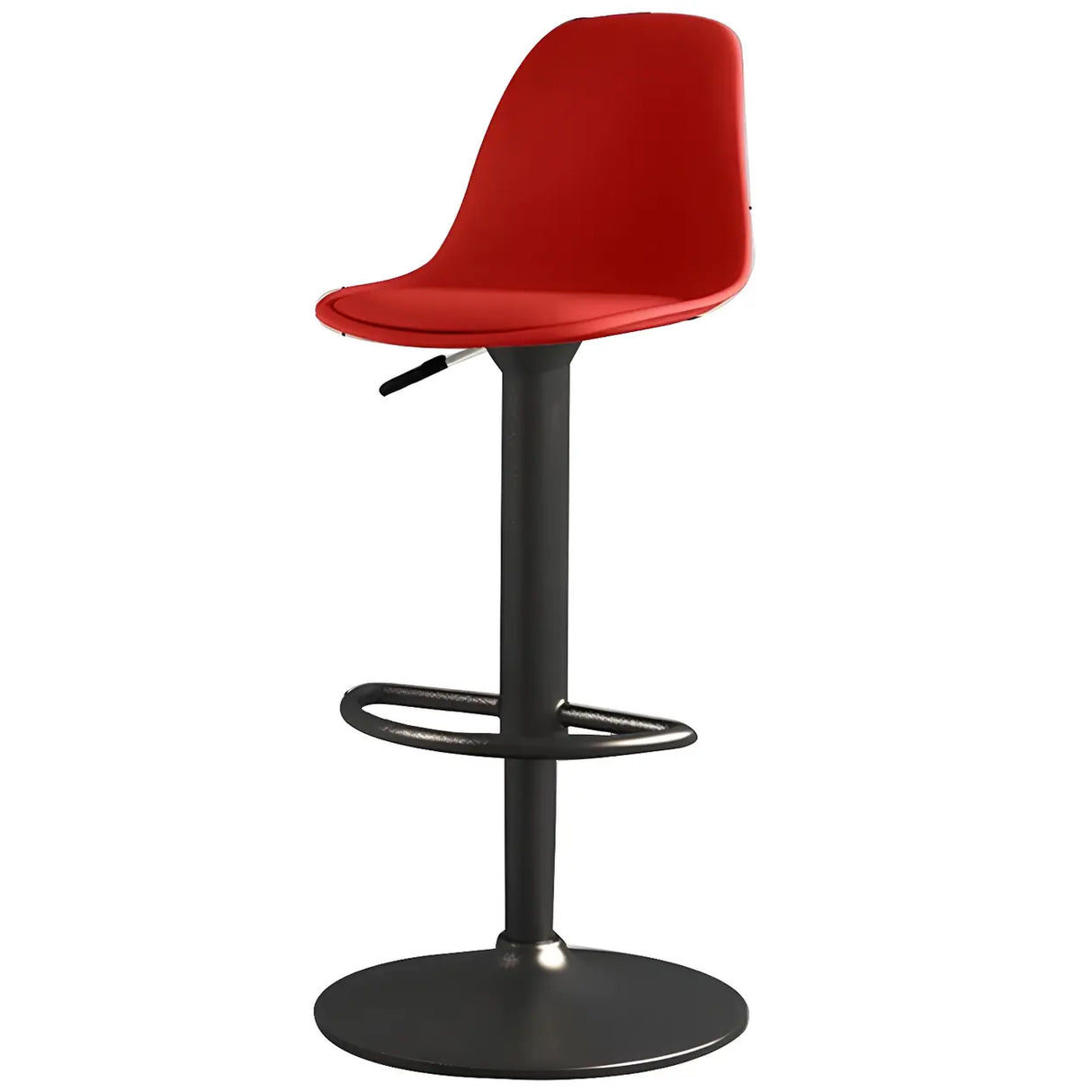 Gray Adjustable Swivel Leather Bar Stool with Footrest Image - 12