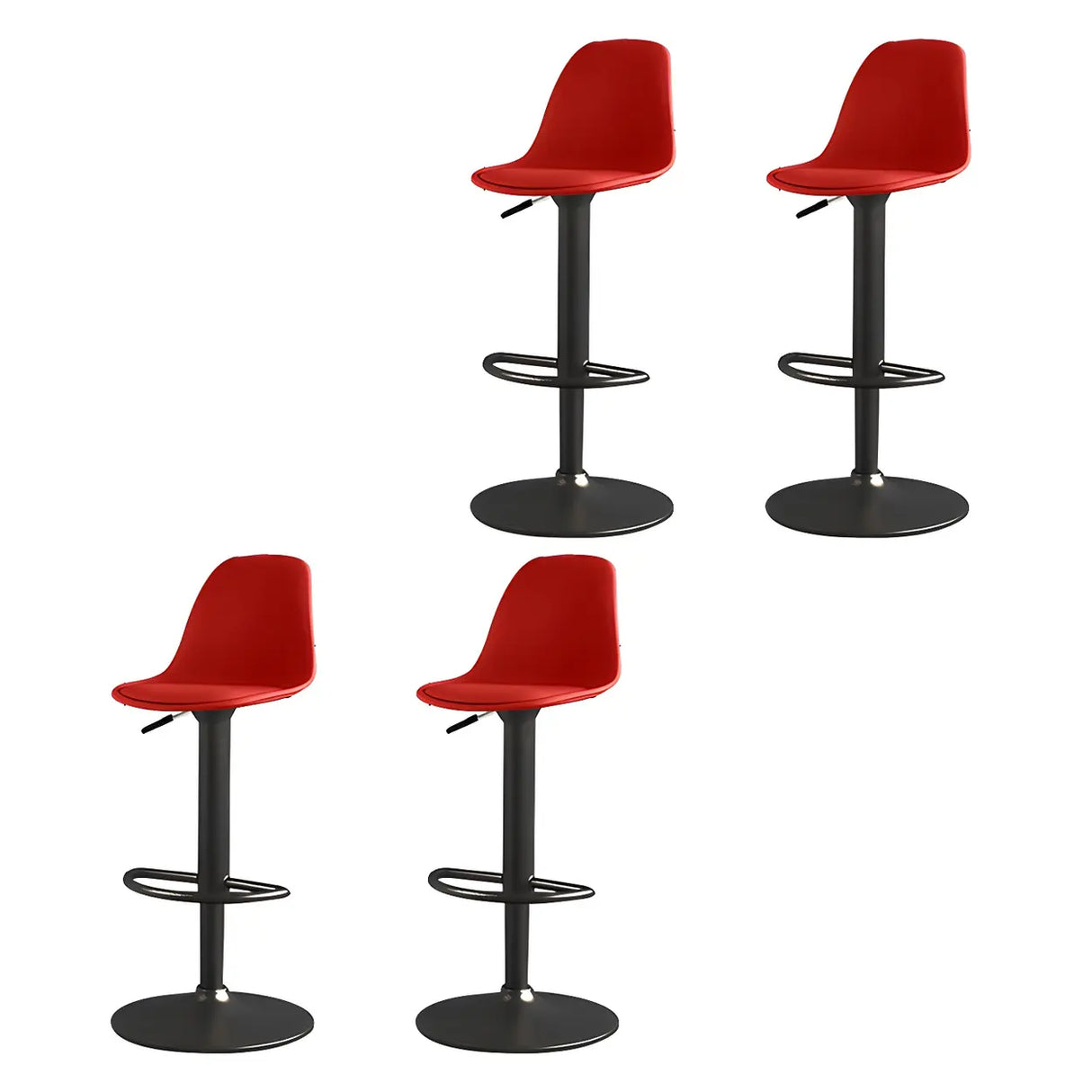 Gray Adjustable Swivel Leather Bar Stool with Footrest Image - 14