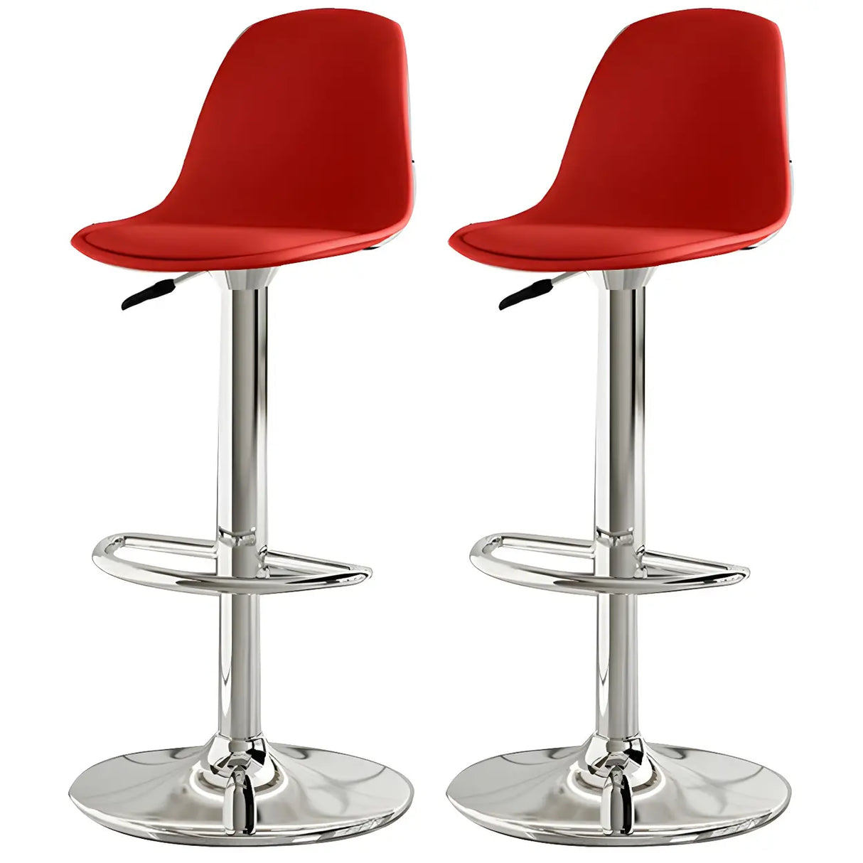 Gray Adjustable Swivel Leather Bar Stool with Footrest Image - 22