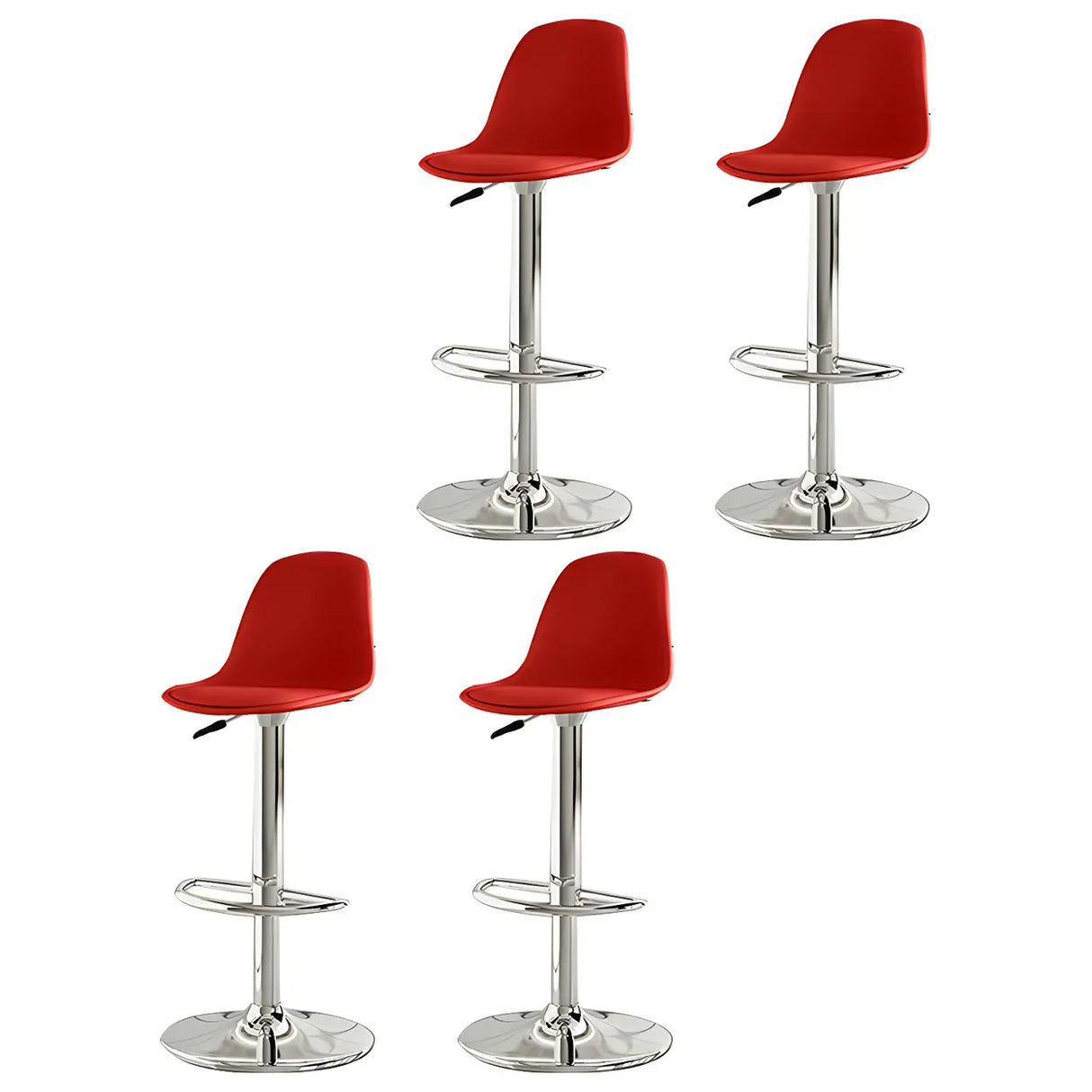 Gray Adjustable Swivel Leather Bar Stool with Footrest Image - 23