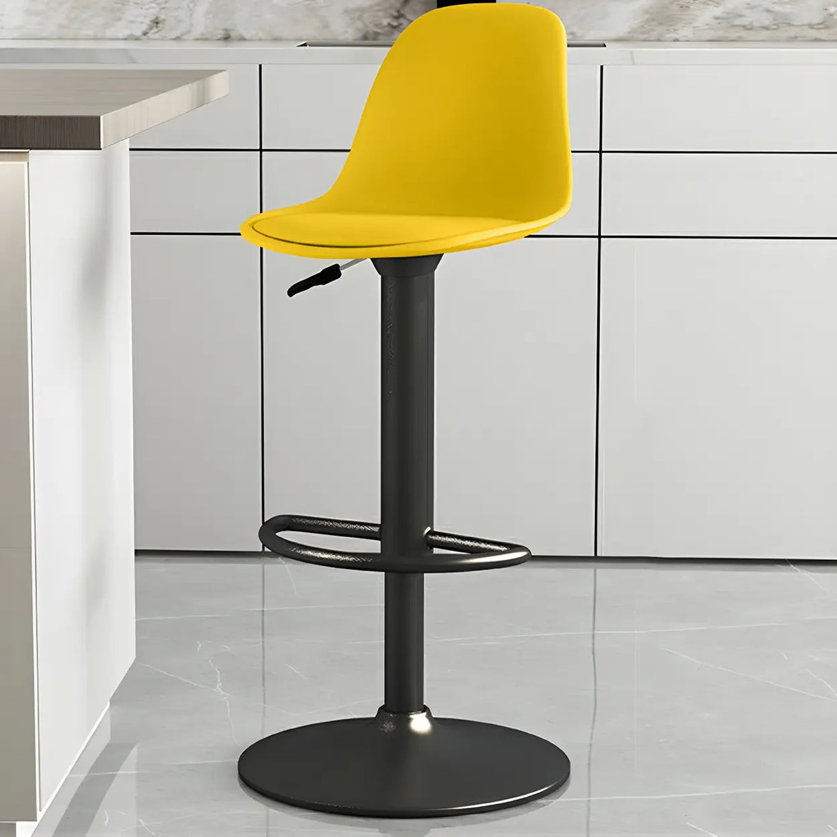 Gray Adjustable Swivel Leather Bar Stool with Footrest Image - 26