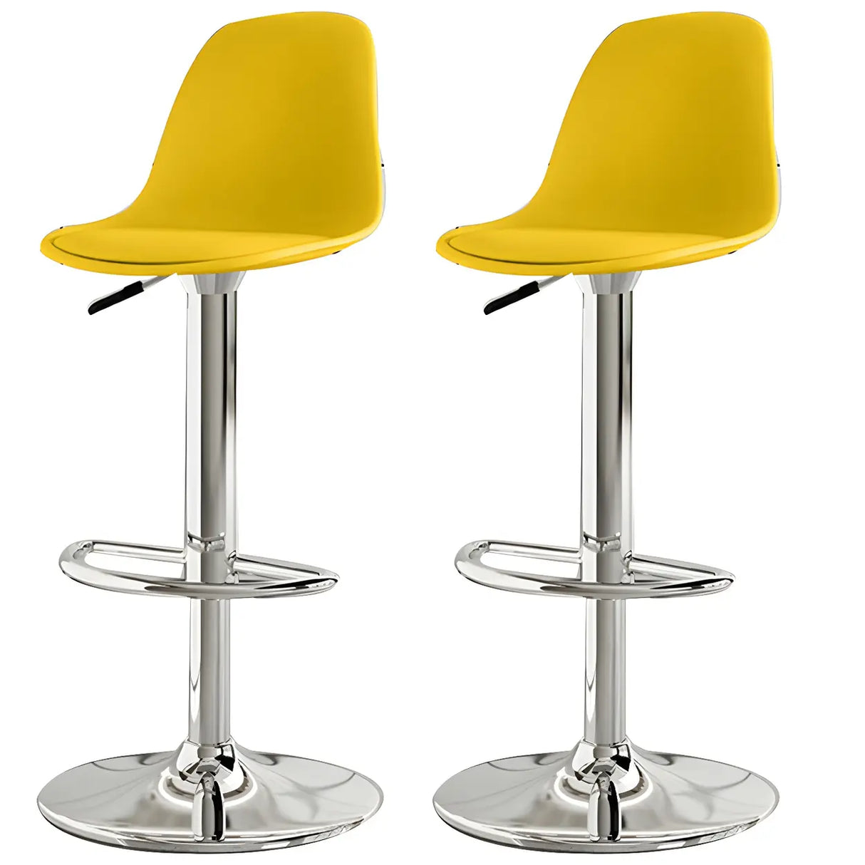 Gray Adjustable Swivel Leather Bar Stool with Footrest Image - 32