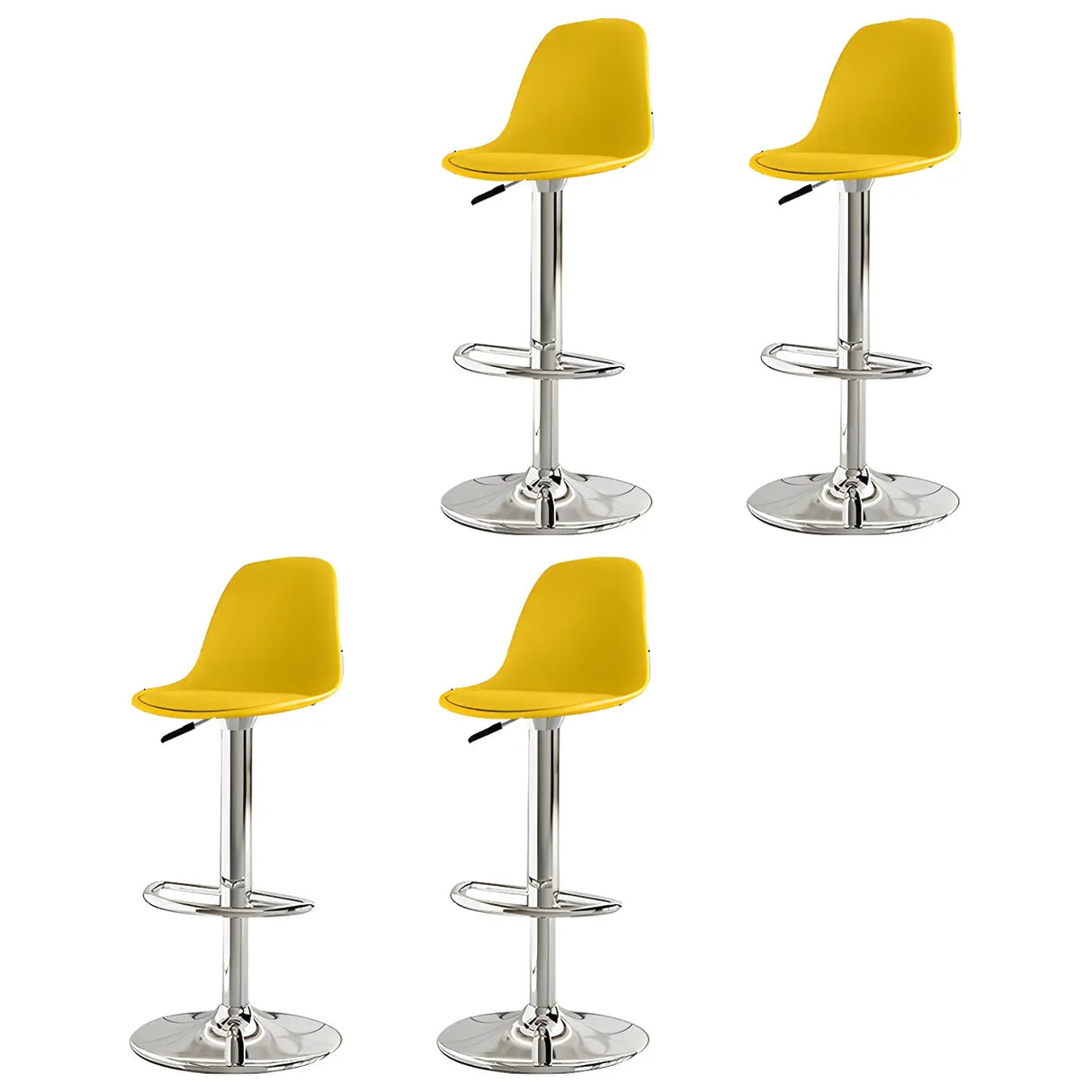 Gray Adjustable Swivel Leather Bar Stool with Footrest Image - 33