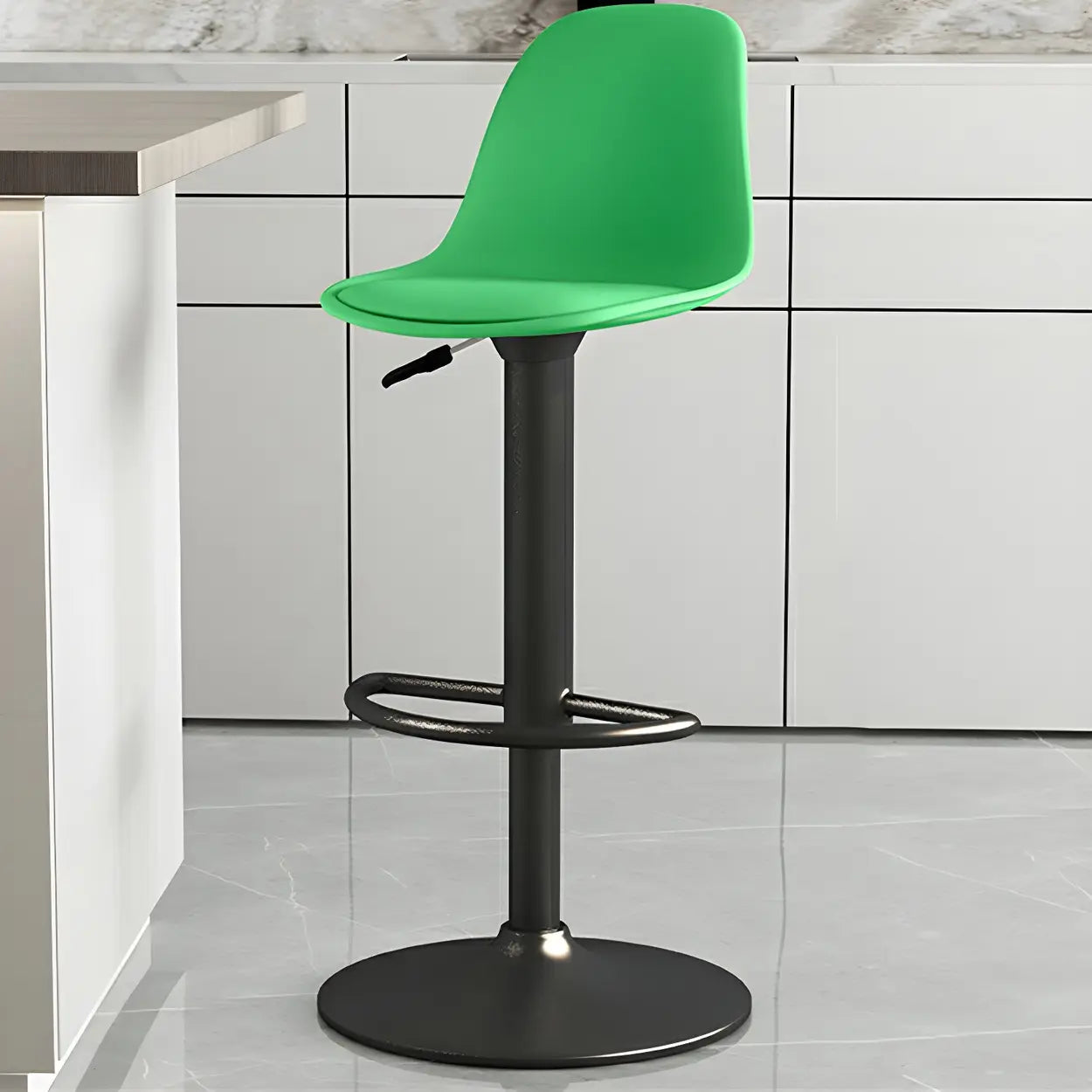 Gray Adjustable Swivel Leather Bar Stool with Footrest Image - 36