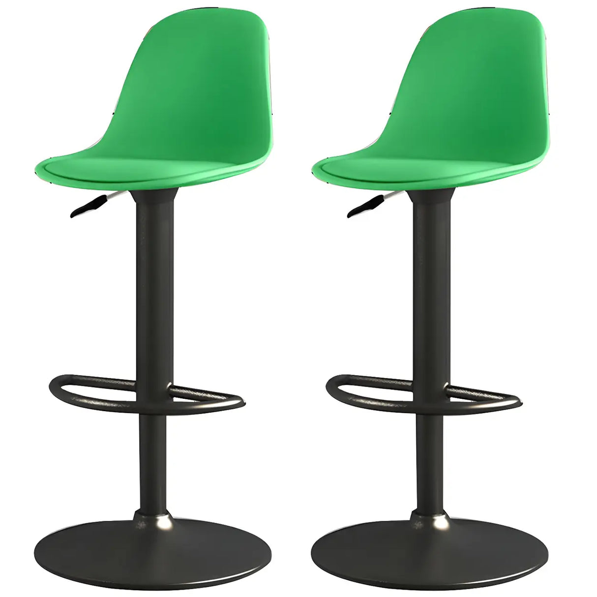 Gray Adjustable Swivel Leather Bar Stool with Footrest Image - 37