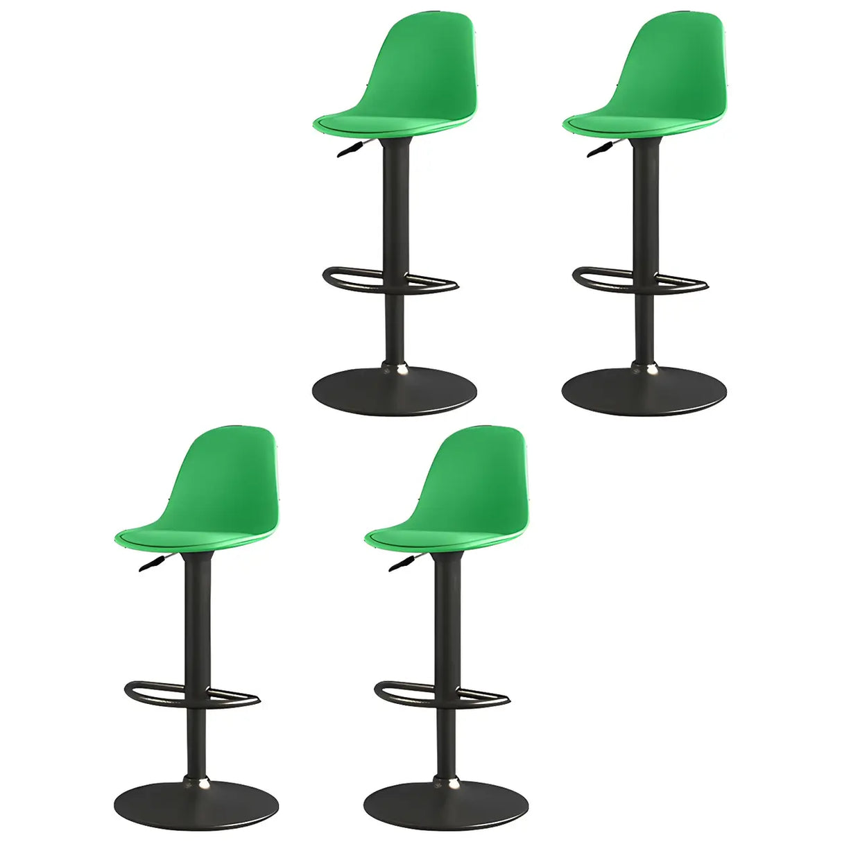 Gray Adjustable Swivel Leather Bar Stool with Footrest Image - 38