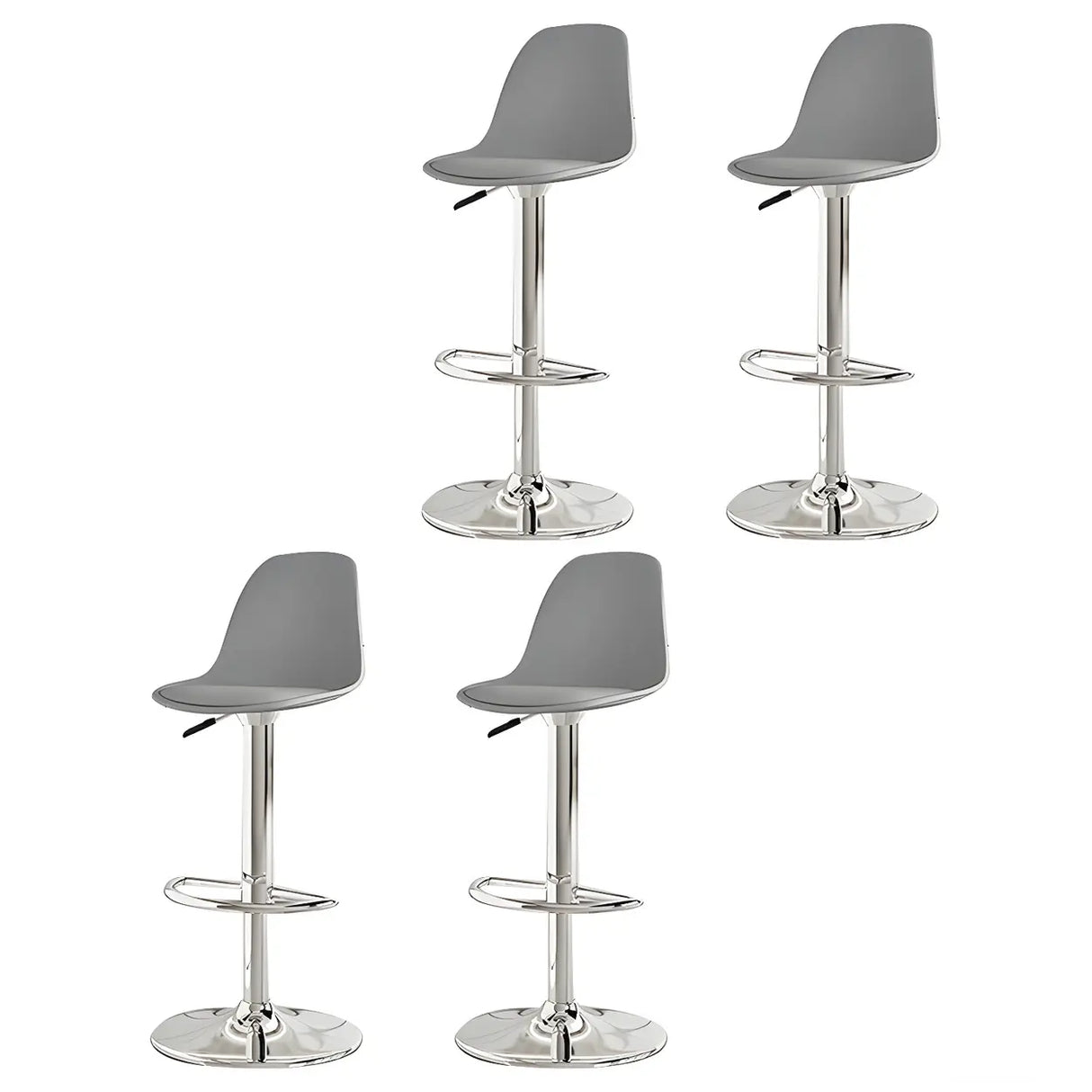 Gray Adjustable Swivel Leather Bar Stool with Footrest Image - 4