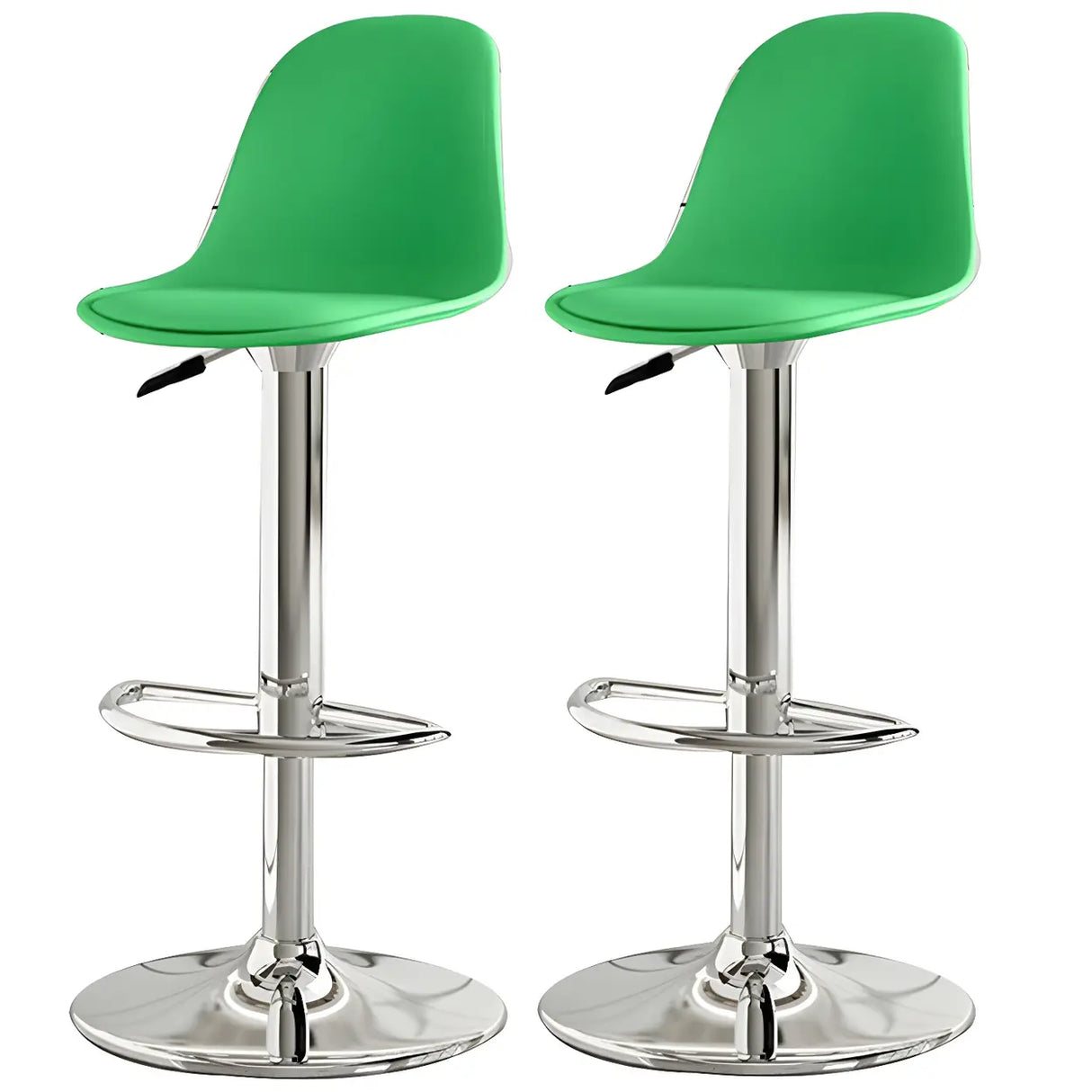 Gray Adjustable Swivel Leather Bar Stool with Footrest Image - 42