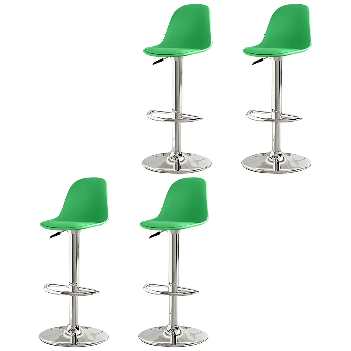 Gray Adjustable Swivel Leather Bar Stool with Footrest Image - 43