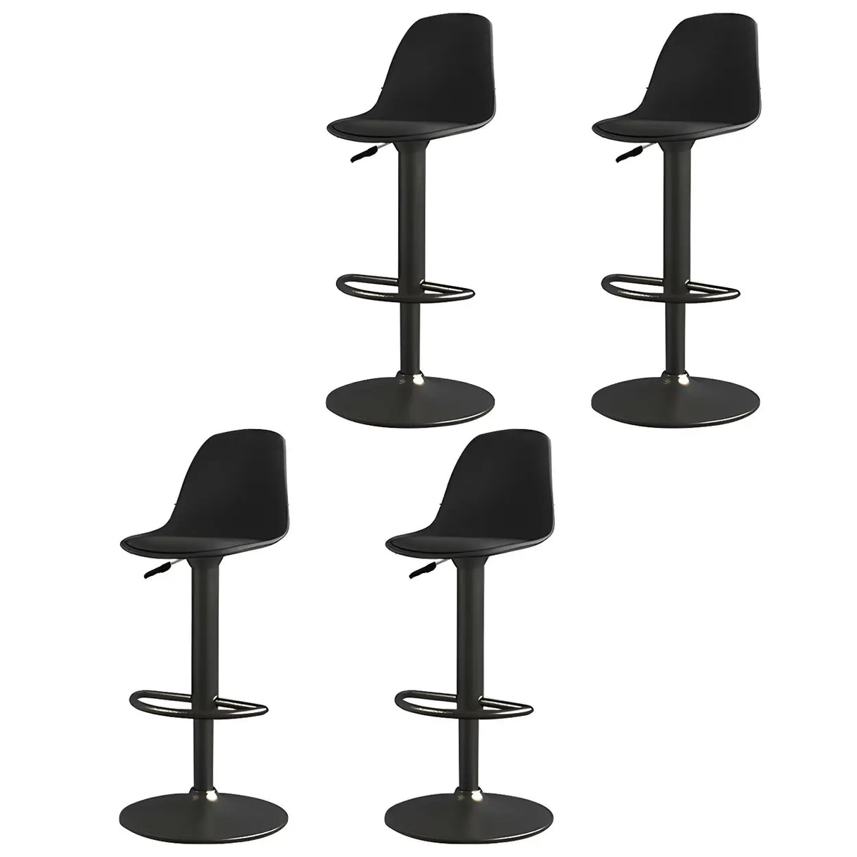 Gray Adjustable Swivel Leather Bar Stool with Footrest Image - 48