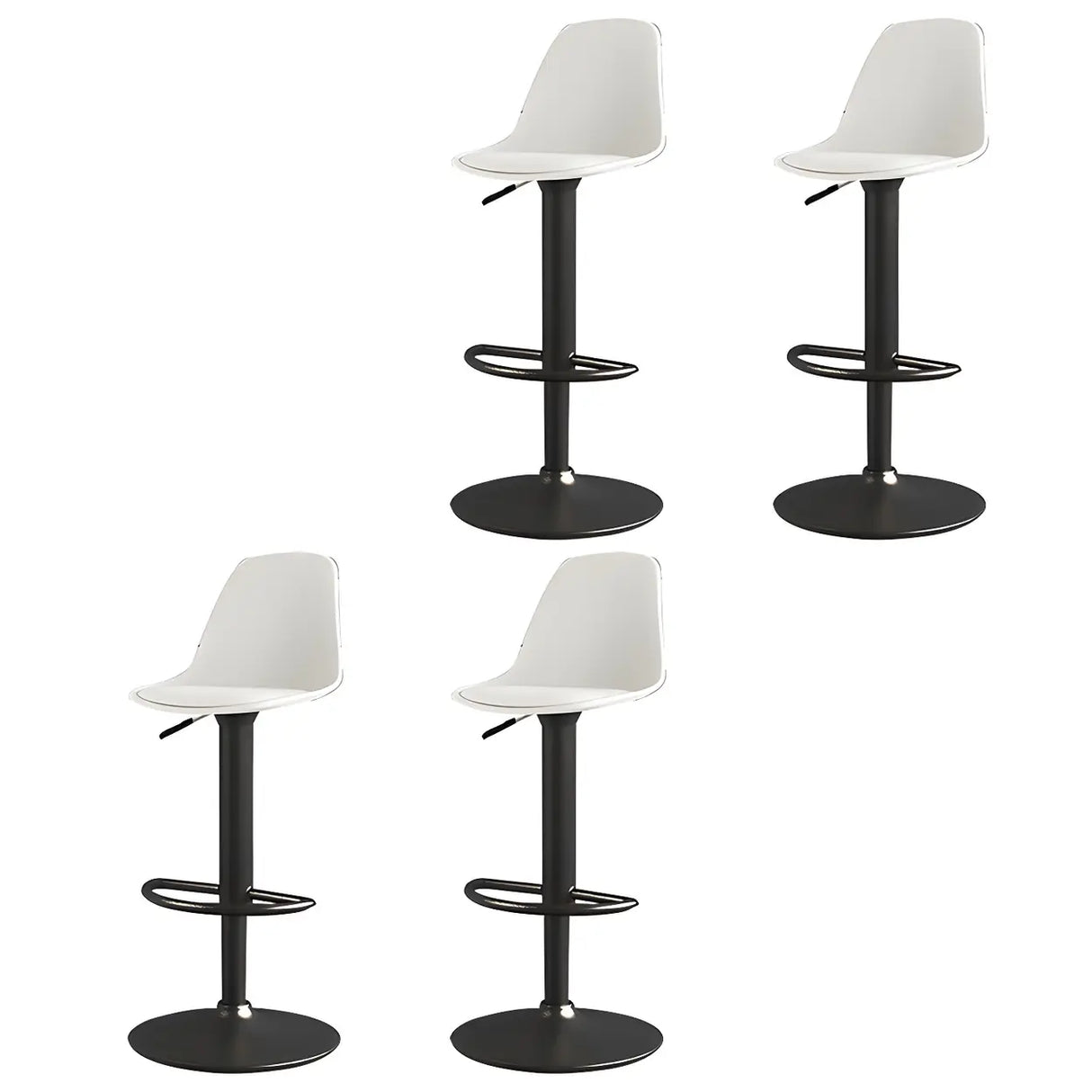 Gray Adjustable Swivel Leather Bar Stool with Footrest Image - 68