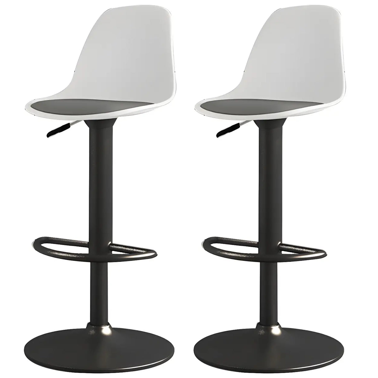 Gray Adjustable Swivel Leather Bar Stool with Footrest Image - 52