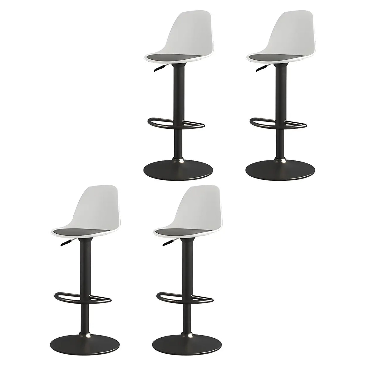 Gray Adjustable Swivel Leather Bar Stool with Footrest Image - 53