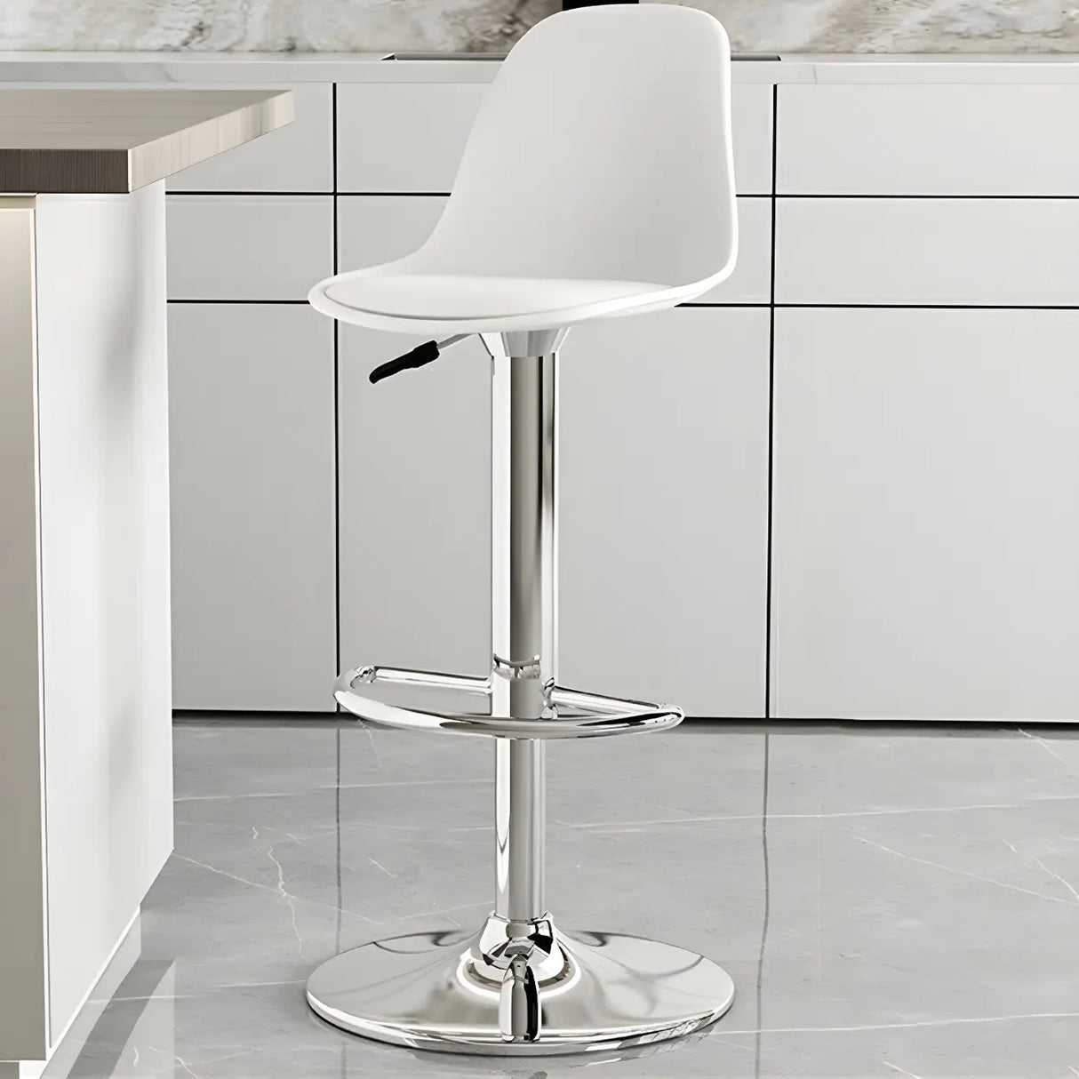 Gray Adjustable Swivel Leather Bar Stool with Footrest Image - 71