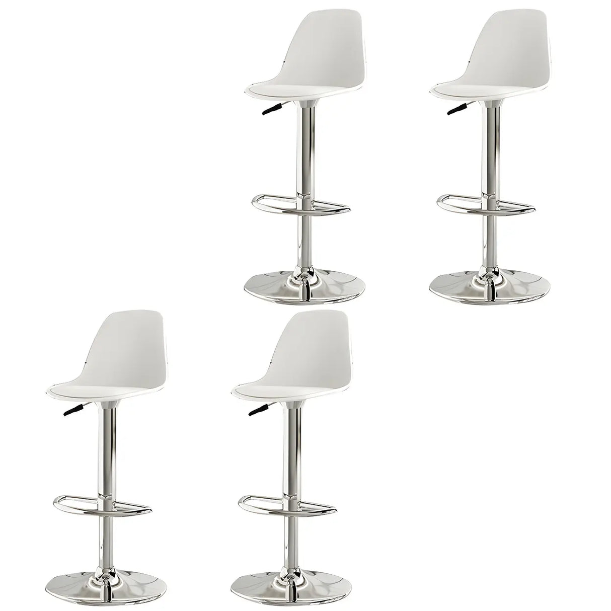 Gray Adjustable Swivel Leather Bar Stool with Footrest Image - 73