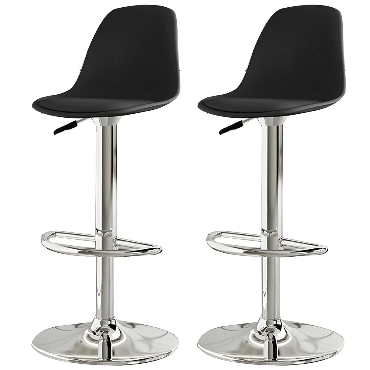 Gray Adjustable Swivel Leather Bar Stool with Footrest Image - 57