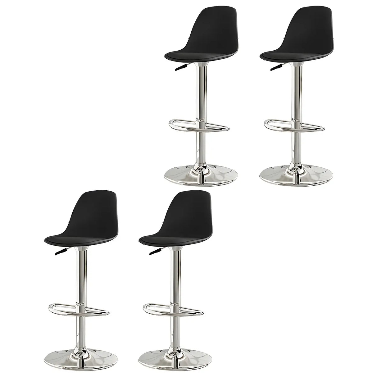 Gray Adjustable Swivel Leather Bar Stool with Footrest Image - 58