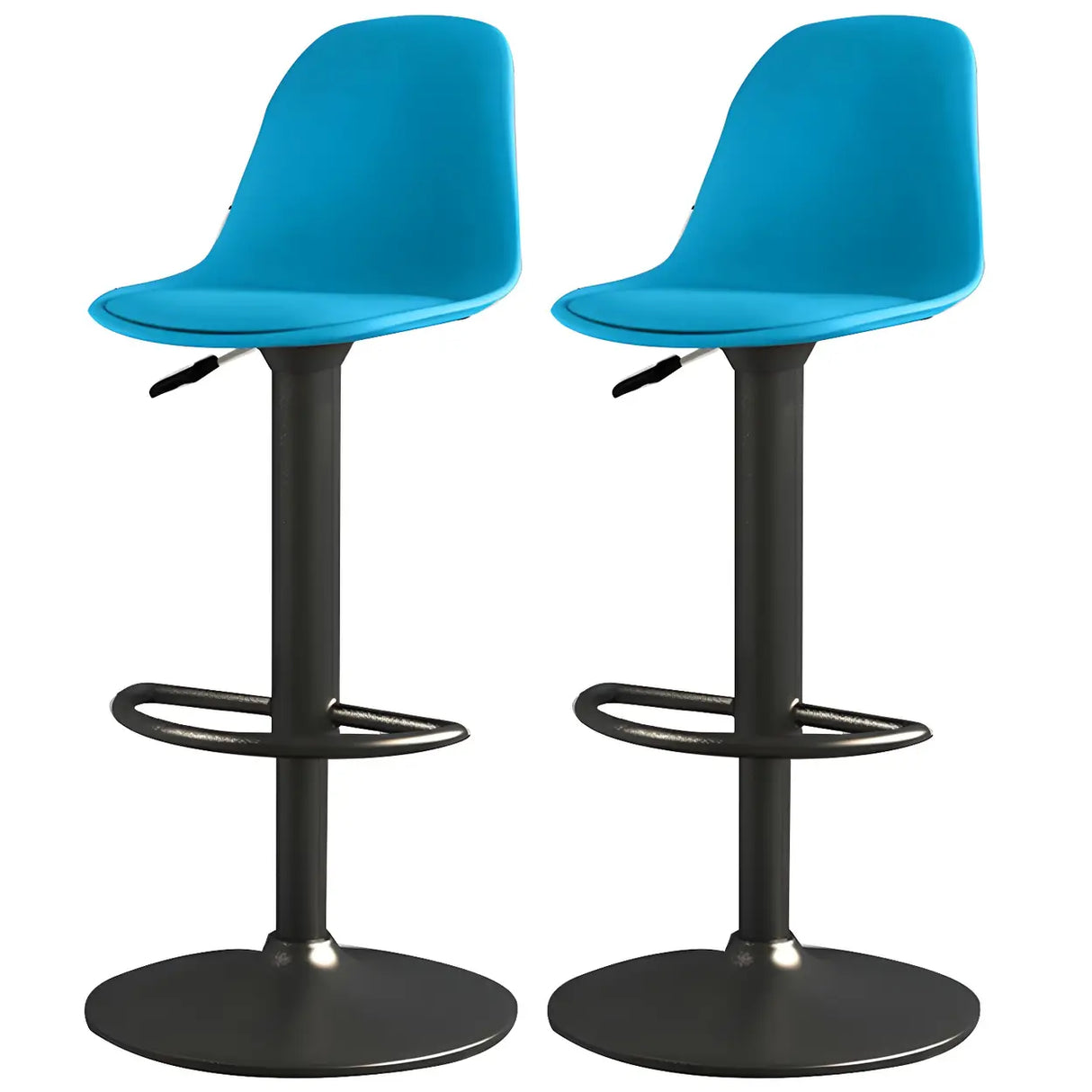 Gray Adjustable Swivel Leather Bar Stool with Footrest Image - 77