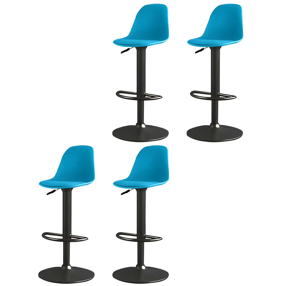 Gray Adjustable Swivel Leather Bar Stool with Footrest Image - 78