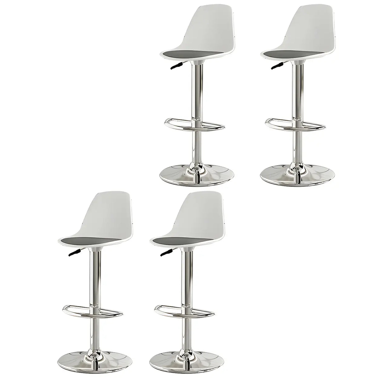 Gray Adjustable Swivel Leather Bar Stool with Footrest Image - 63