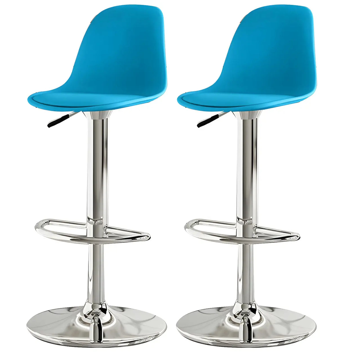 Gray Adjustable Swivel Leather Bar Stool with Footrest Image - 82