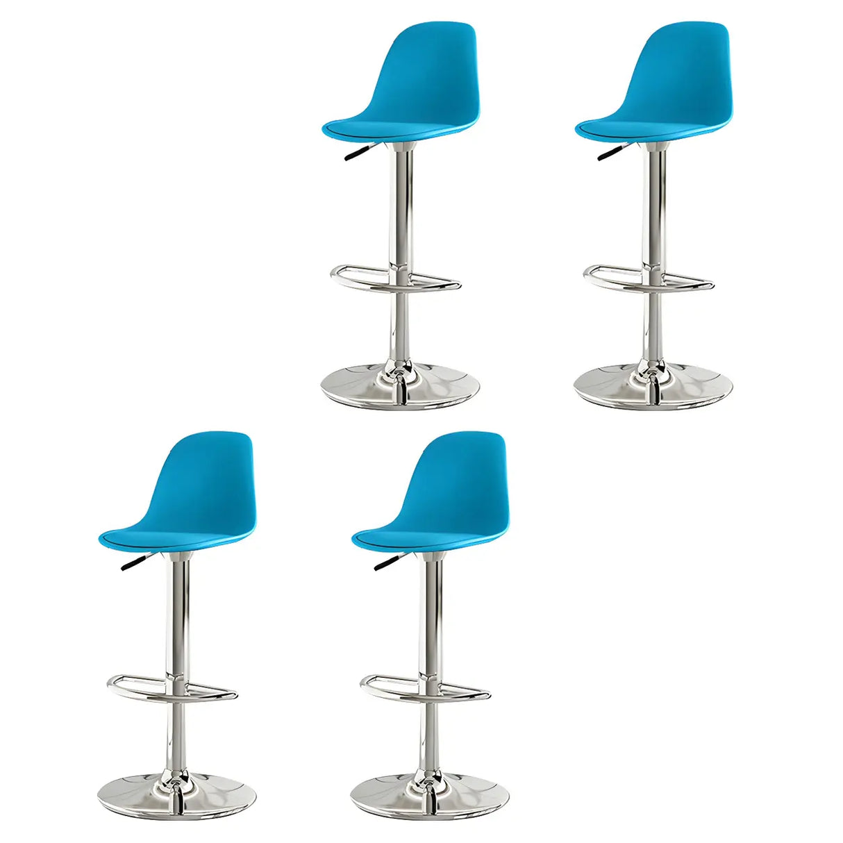 Gray Adjustable Swivel Leather Bar Stool with Footrest Image - 83