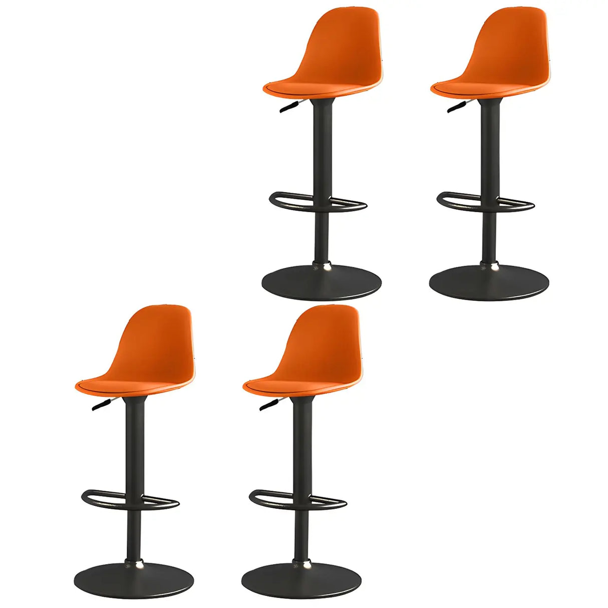 Gray Adjustable Swivel Leather Bar Stool with Footrest Image - 88