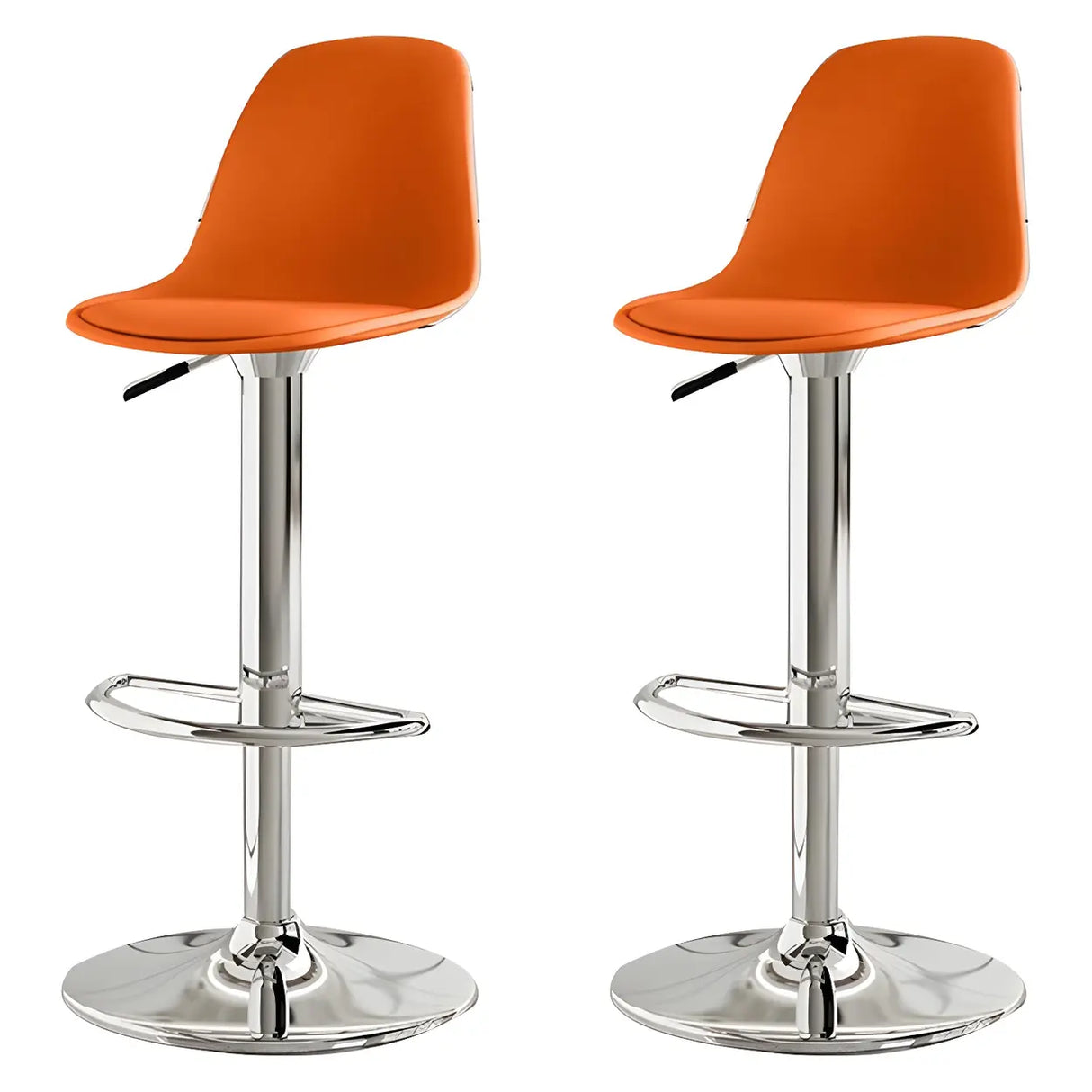 Gray Adjustable Swivel Leather Bar Stool with Footrest Image - 92