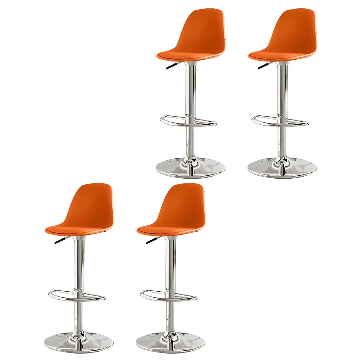 Gray Adjustable Swivel Leather Bar Stool with Footrest Image - 93