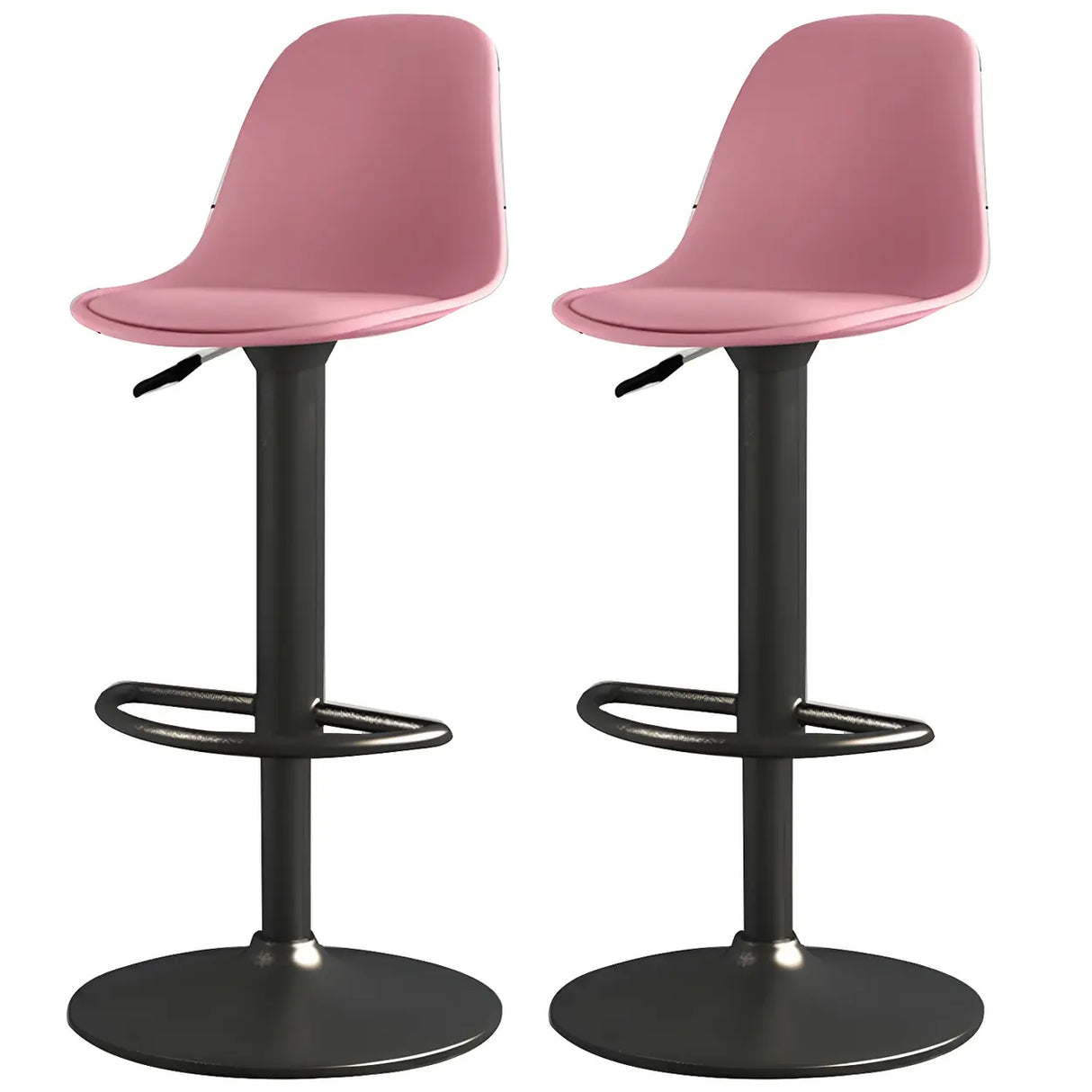 Gray Adjustable Swivel Leather Bar Stool with Footrest Image - 97