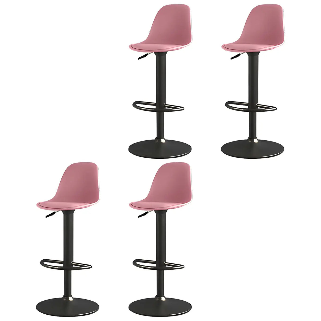 Gray Adjustable Swivel Leather Bar Stool with Footrest Image - 98