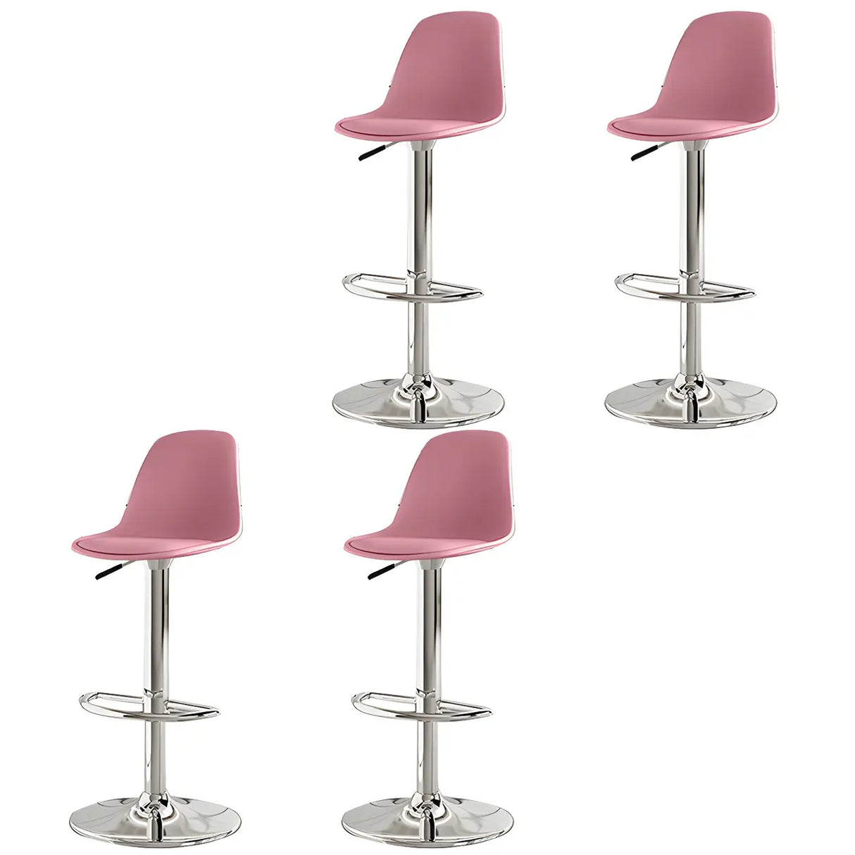 Gray Adjustable Swivel Leather Bar Stool with Footrest Image - 103