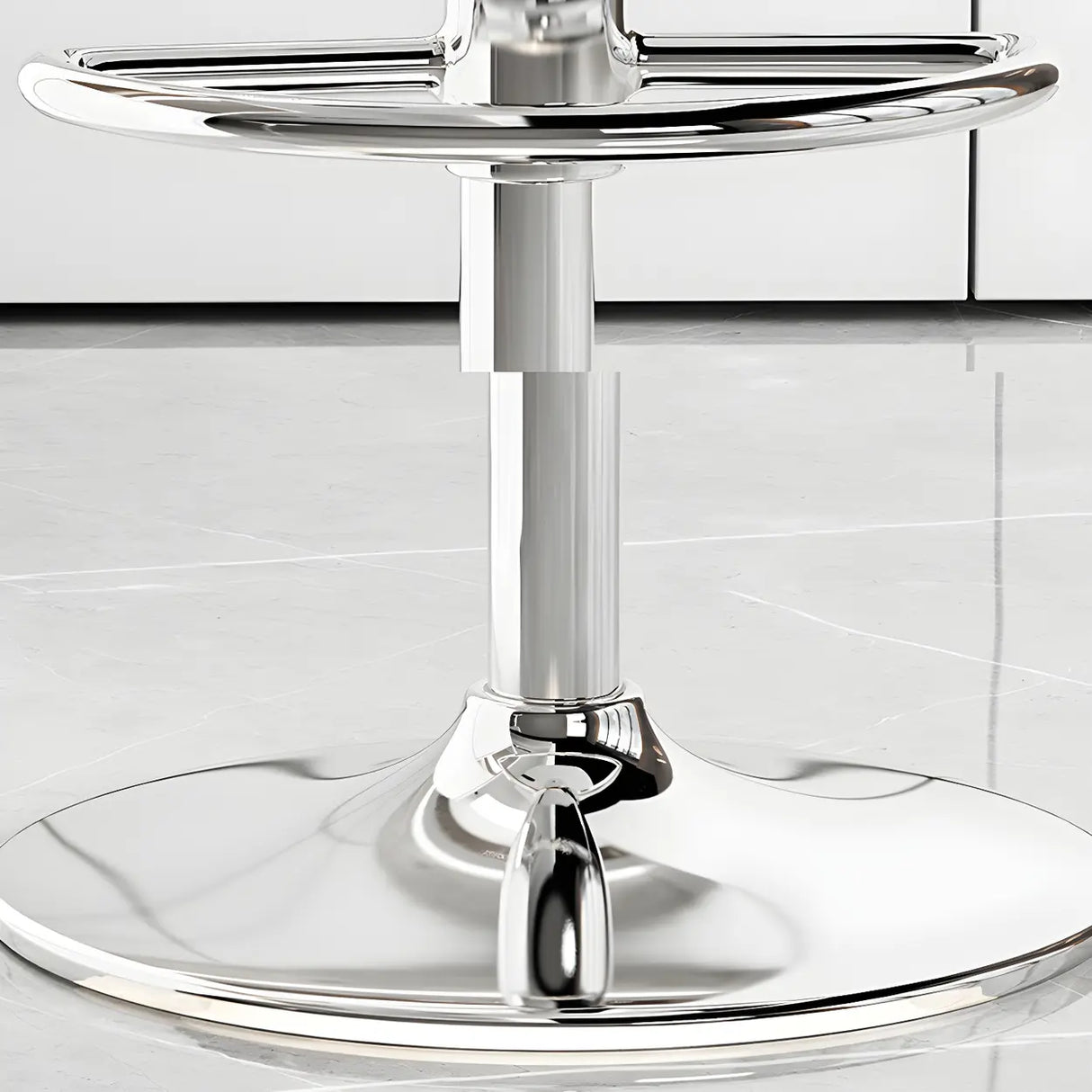 Gray Adjustable Swivel Leather Bar Stool with Footrest Image - 9