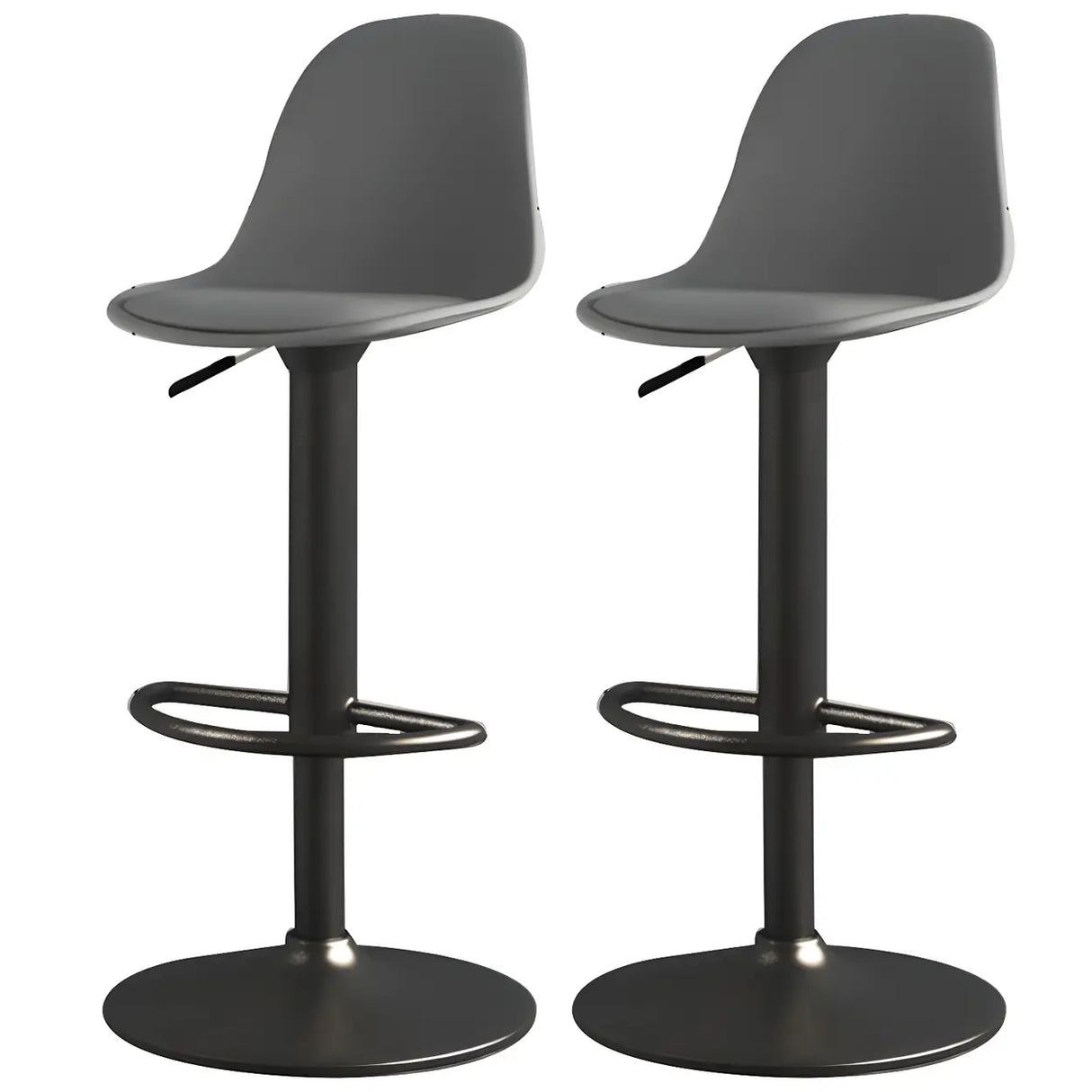 Gray Adjustable Swivel Leather Bar Stool with Footrest Image - 107