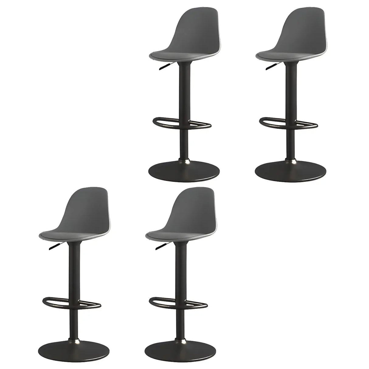 Gray Adjustable Swivel Leather Bar Stool with Footrest Image - 108