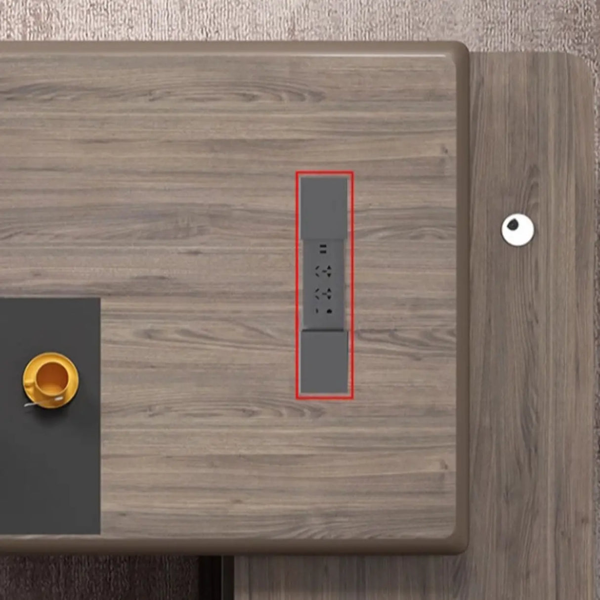 Gray Base Long L-Shaped Brown Wooden Executive Desk Image - 8