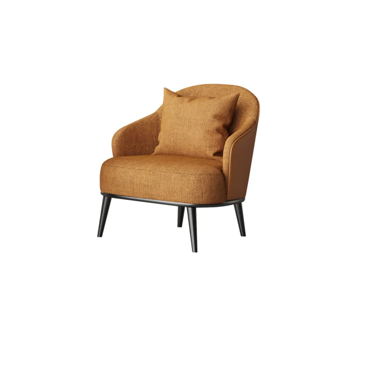 Gray-Black Coarse Linen Curved Back Pillow Accent Chair Image - 3