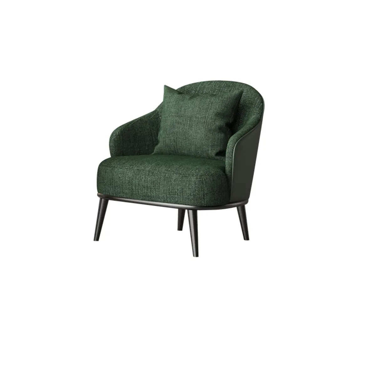 Gray-Black Coarse Linen Curved Back Pillow Accent Chair Image - 5