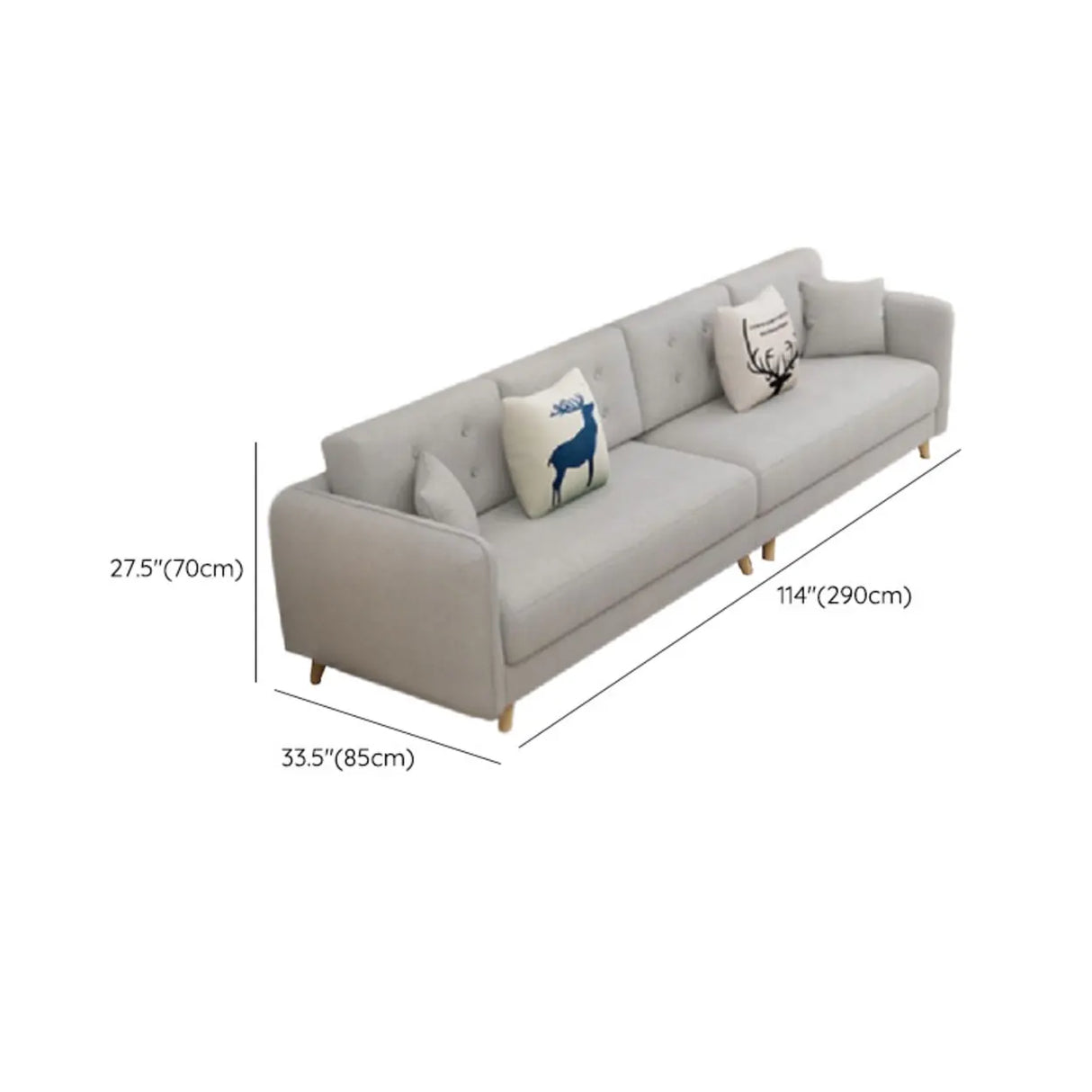 Gray Cotton Linen Square Arm Tufted Back Loveseat Image - 13