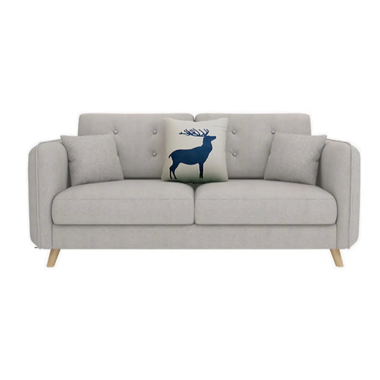 Gray Cotton Linen Square Arm Tufted Back Loveseat Image - 5