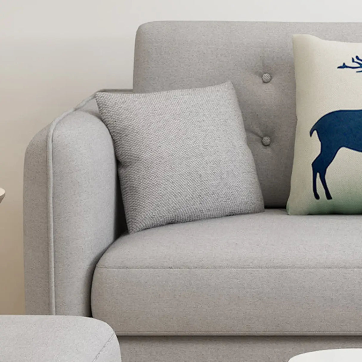 Gray Cotton Linen Square Arm Tufted Back Loveseat Image - 8