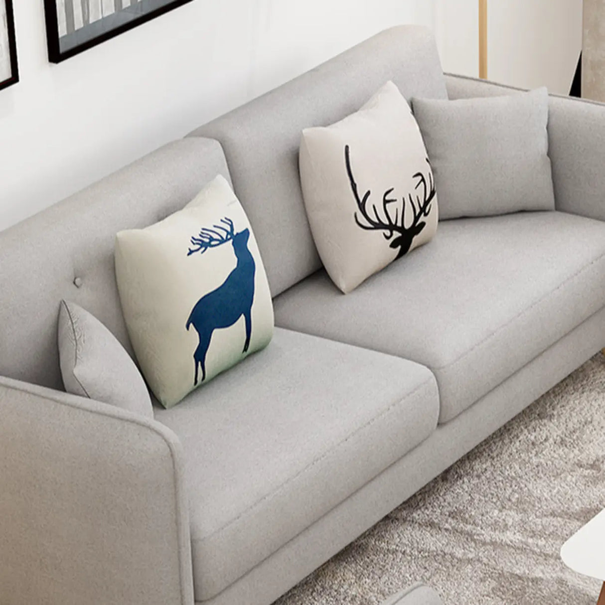 Gray Cotton Linen Square Arm Tufted Back Loveseat Image - 9