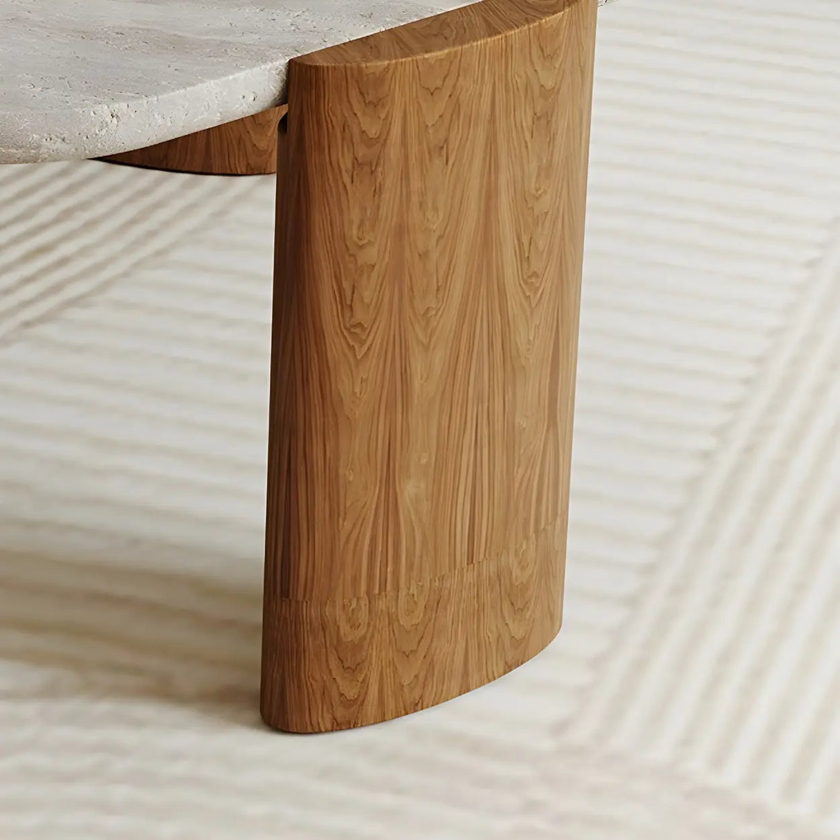 Gray Hexagon Travertine Coffee Table with Black Leg Image - 9