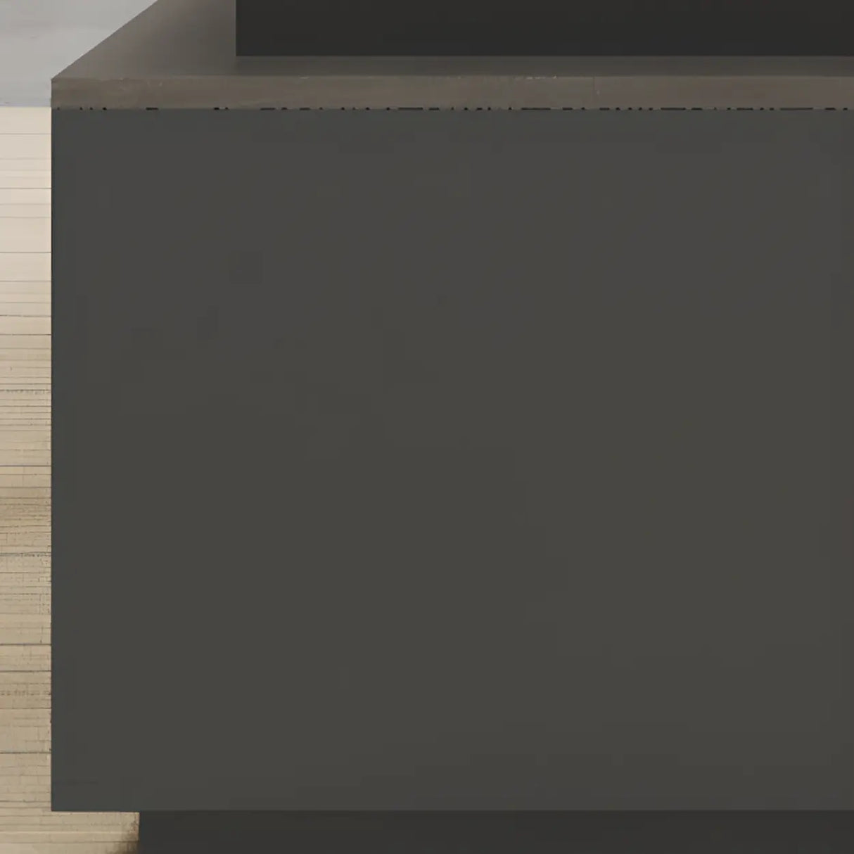 Gray L-Shaped Walnut Desk with Drawers and Shelves Image - 7