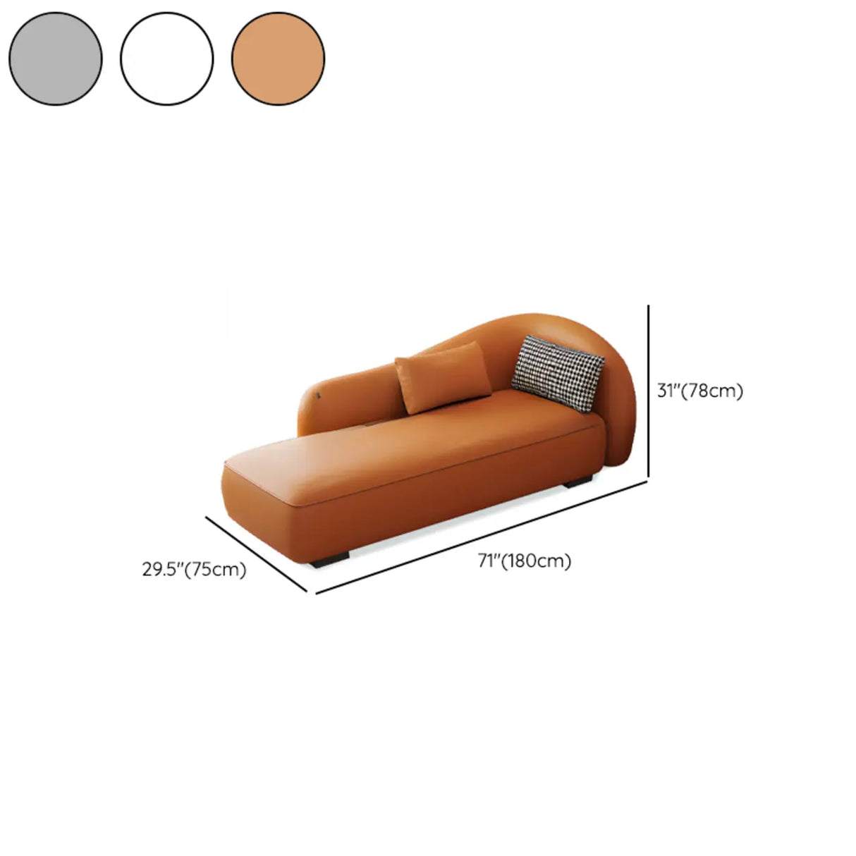 Gray Large Curved Leather Reclining Chaise Lounge Sofa