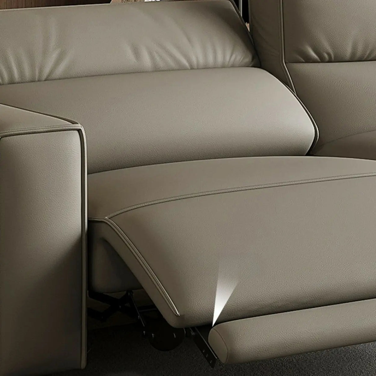 Gray Leather Square Arm Biscuit Back Reclining Sleeper Image - 12