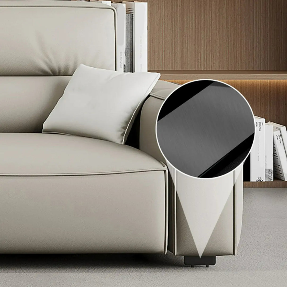 Gray Leather Square Arm Biscuit Back Reclining Sleeper Image - 13