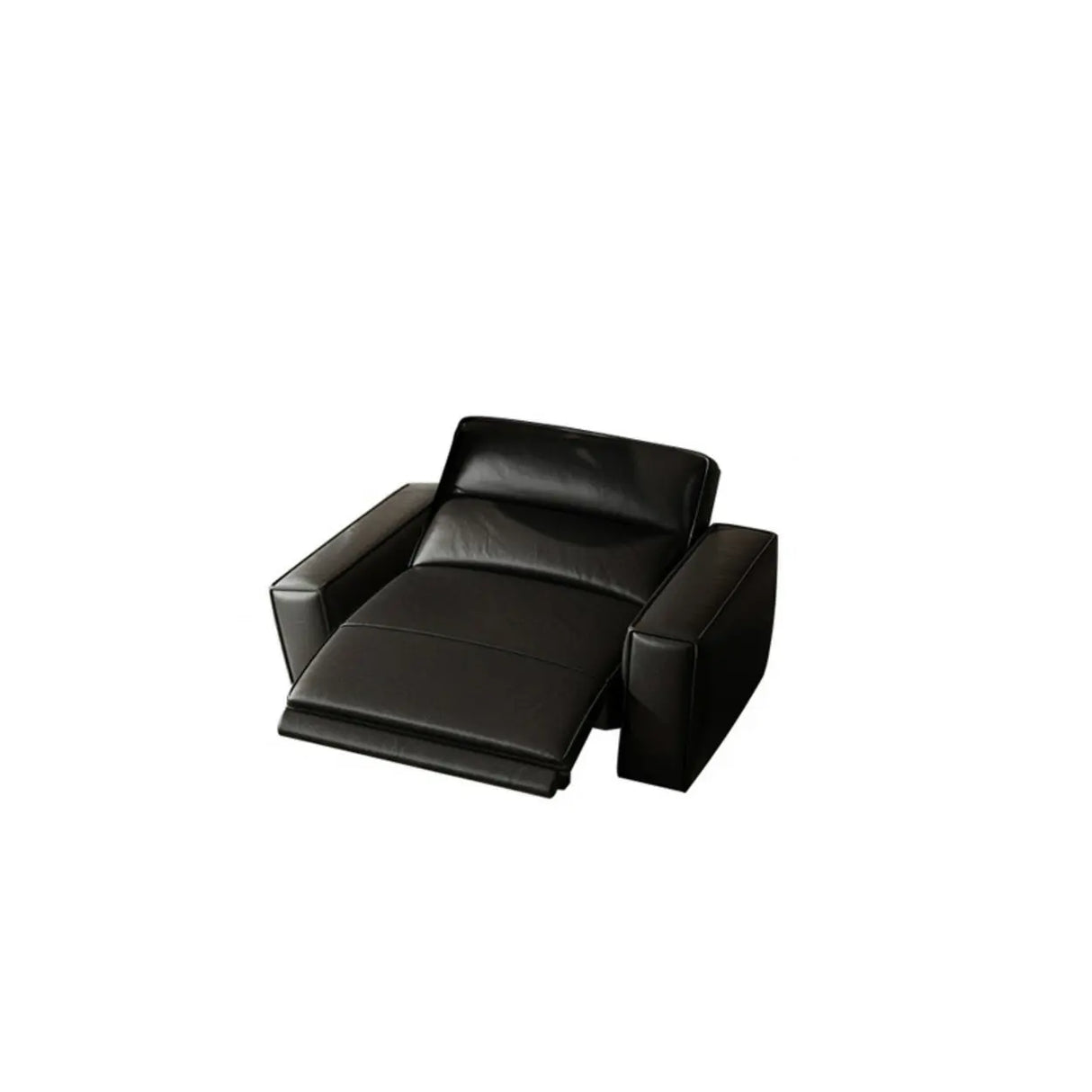 Gray Leather Square Arm Biscuit Back Reclining Sleeper Image - 5