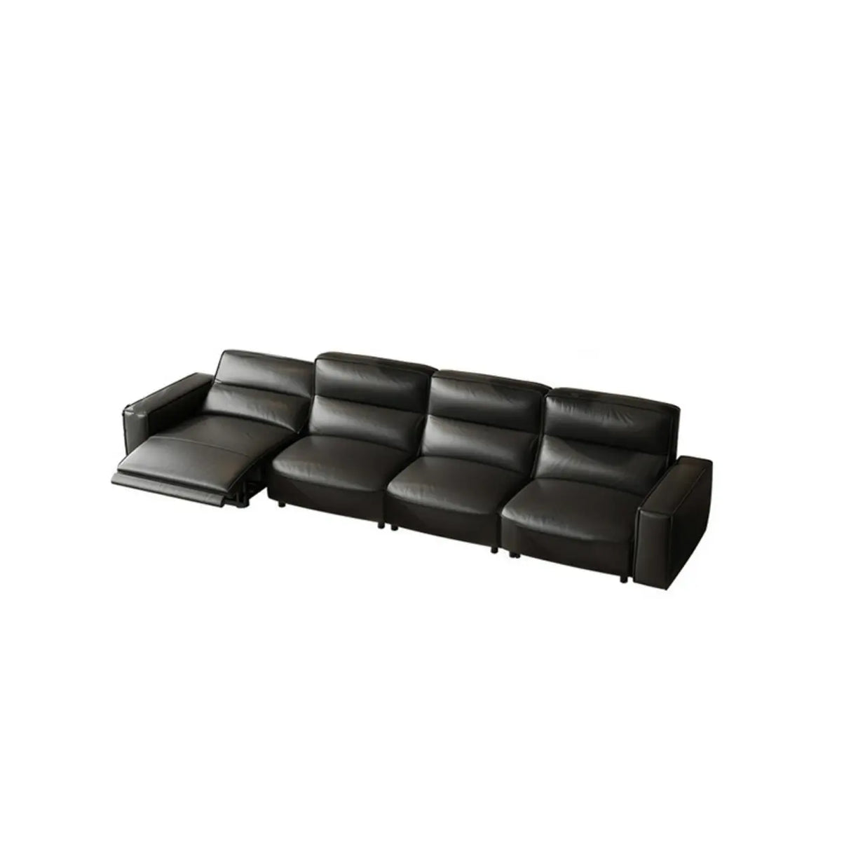 Gray Leather Square Arm Biscuit Back Reclining Sleeper Image - 7