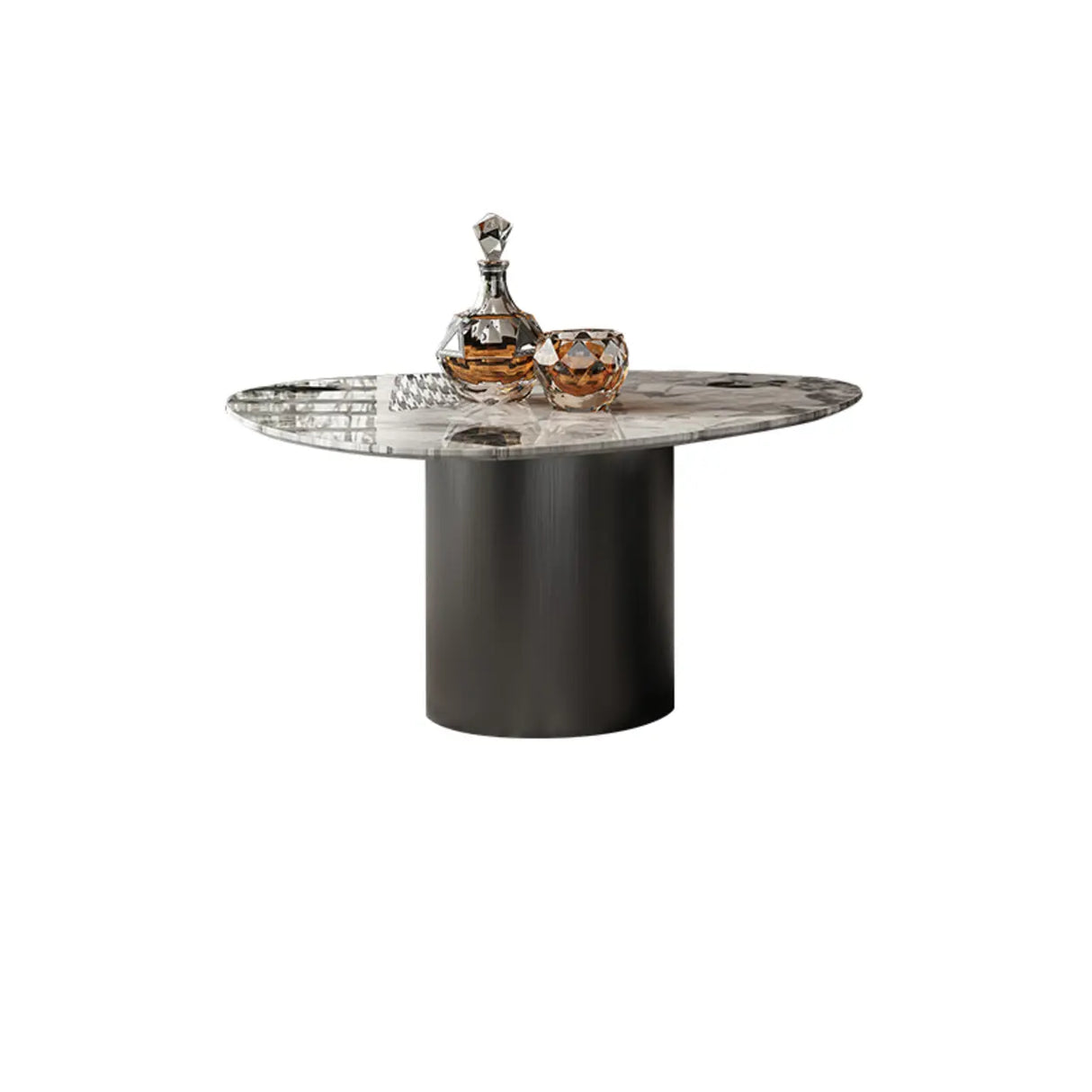 Gray Marble Triangle Stainless Steel Base Coffee Table Image - 3